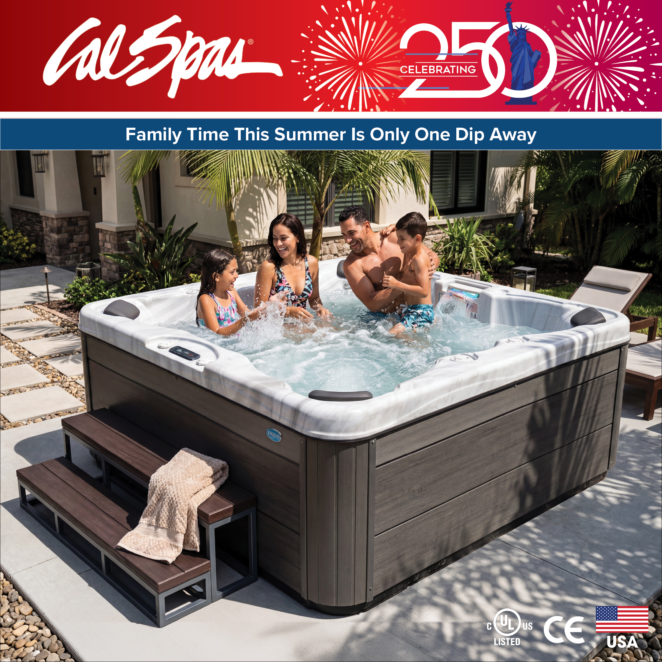 Calspas hot tub being used in a family setting - New Bedford